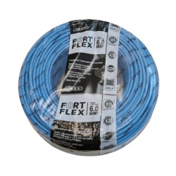 Cable unipolar FORTFLEX 6mm2 rollo por 100 metros celeste CLASE 4 IRAM 2183