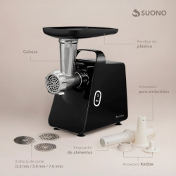 Picadora de carne SUONO HOG0396NEG 800W 3 discos metálicos