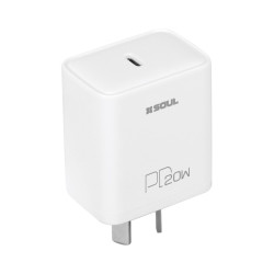 Cargador viajero SOUL PDQC 20W tipo C USB blanco