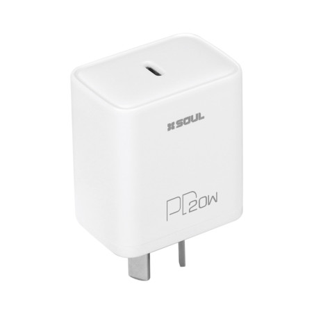 Cargador viajero SOUL PDQC 20W tipo C USB blanco