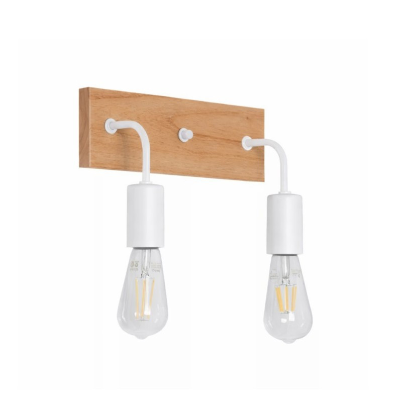 Aplique CARILUX Millennial para 2 luces E27 madera con metal blanco
