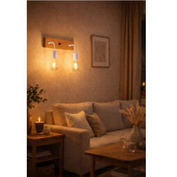 Aplique CARILUX Millennial para 2 luces E27 madera con metal blanco