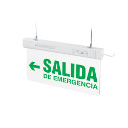 Señalizador Led MACROLED salida de emergencia flecha izquierda verde transparente
