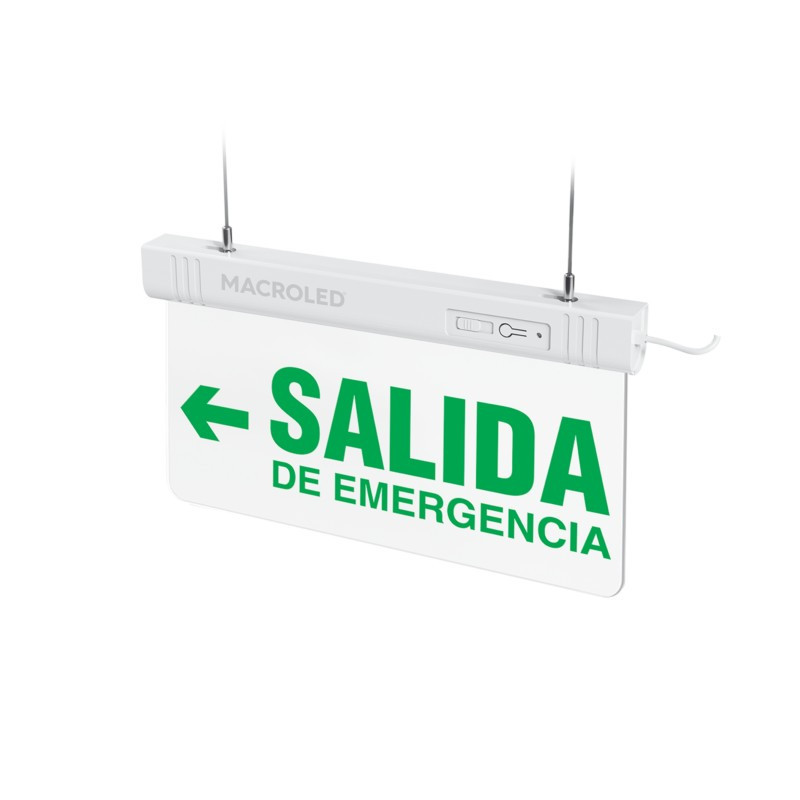 Señalizador Led MACROLED salida de emergencia flecha izquierda verde transparente