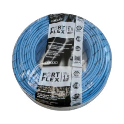 Cable unipolar FORTFLEX 1,5mm2 rollo por 100 metros celeste CLASE 4 IRAM 2183