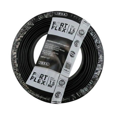 Cable unipolar FORTFLEX 1,5mm2 rollo negro CLASE 4 IRAM 2183