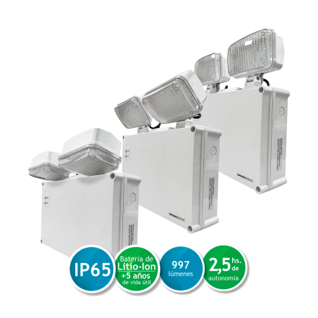 Luz de emergencia GAMASONIC estanca IP65 10W autonomía 2.5hs Outlet B