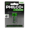 Pila AAA PHILCO recargable 1.2v 2000mah blister 2 unidades