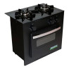 Cocina BRAM-METAL DELUXE Multigas 54cm 2 hornallas placa vidrio negra