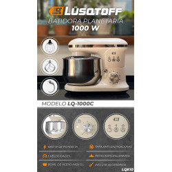 Batidora planetaria LUSQTOFF LQ-1000C 1000w 5 Litros bowl acero inoxidable crema