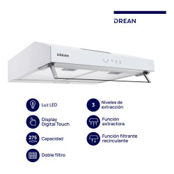 Purificador extractor de aire DREAN CUDR604BA 62W 3 velocidades Blanco