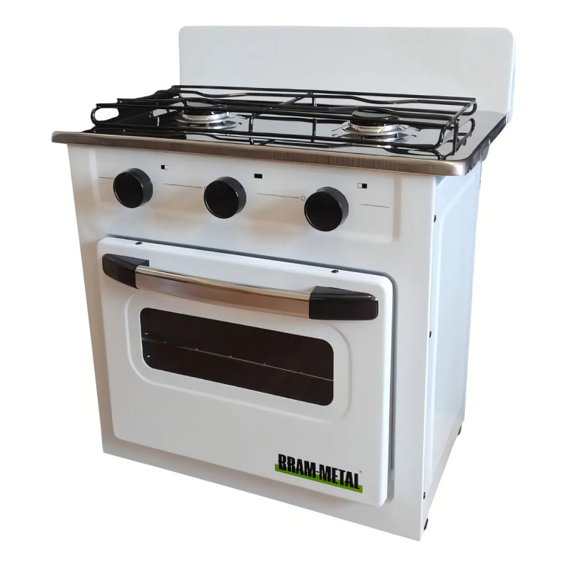 Cocina BRAM-METAL a gas 53cm 2 hornallas blanca