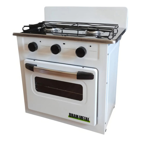 Cocina BRAM-METAL a gas 53cm 2 hornallas blanca