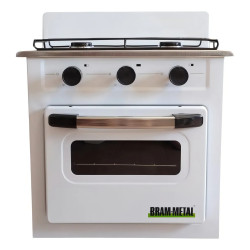 Cocina BRAM-METAL a gas 53cm 2 hornallas blanca