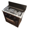 BRAM-METAL COCINA 2 HORANLLAS 53CM A GAS C/HORNO VISOR NEGRA -PLACA ACERO INXIDABLE