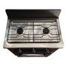 BRAM-METAL COCINA 2 HORANLLAS 53CM A GAS C/HORNO VISOR NEGRA -PLACA ACERO INXIDABLE
