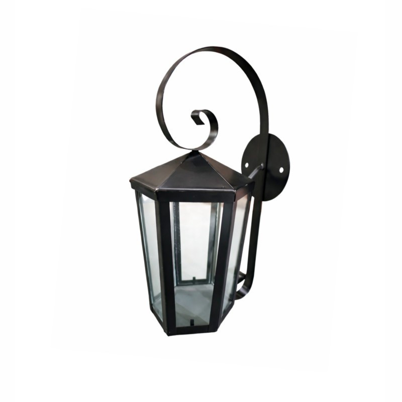 Farol hexagonal BOALUZ para 1 luz E27 con mensula negro