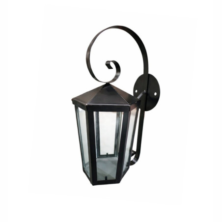 Farol hexagonal BOALUZ para 1 luz E27 con mensula negro