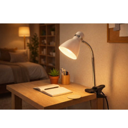 Lámpara de Escritorio CANDIL tipo pinza flexible para 1 luz E27 blanco