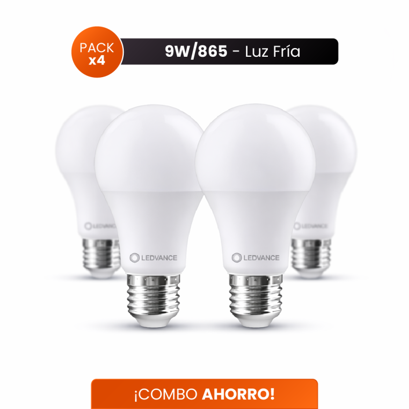 COMBO AHORRO LEDVANCE 4 lámparas led 9W luz fría