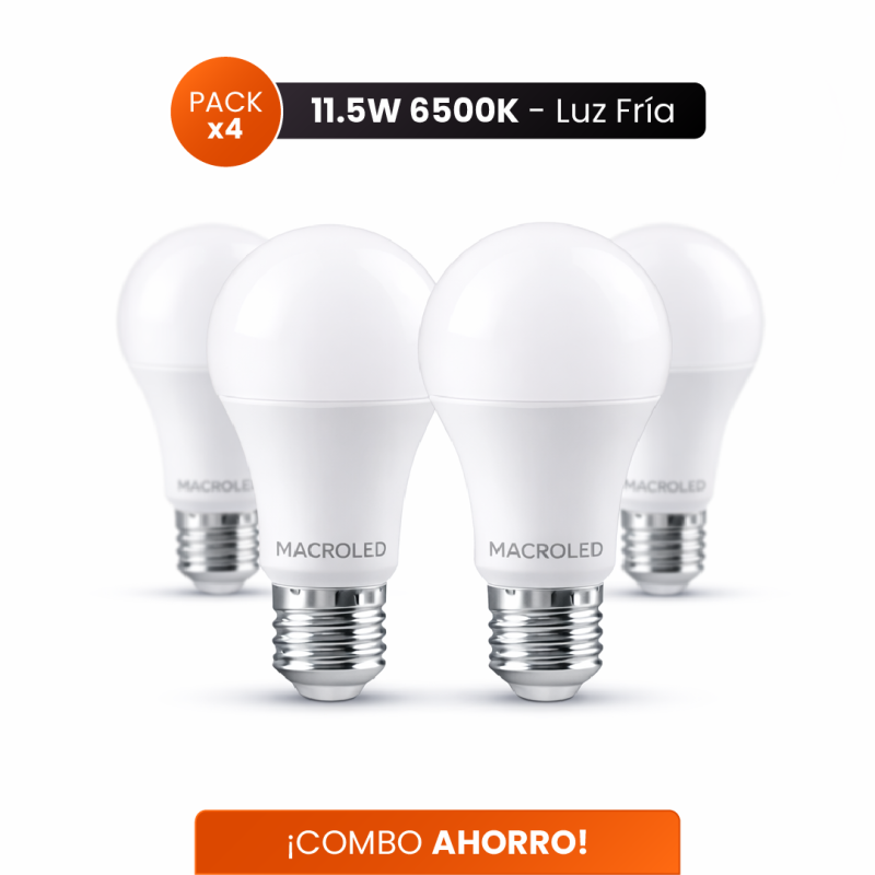 COMBO AHORRO MACROLED 4 lámparas led 11.5W luz fría
