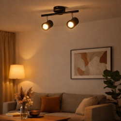 Aplique MARKAS HAFDIS para 2 luces GU10 barral negro cromo