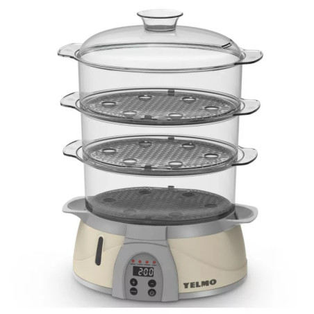 Vaporera digital YELMO VP-5601 850W 3 recipientes gris OUTLET