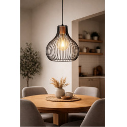 Colgante CARILUX RETRO jaula gota para 1 luz E27 35cm negro