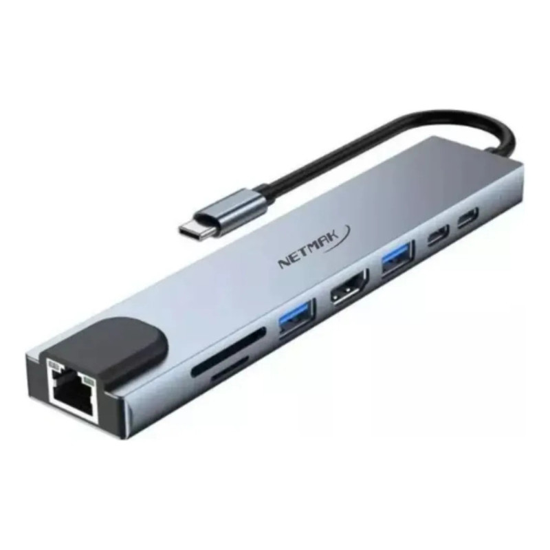 Hub USB-C 4k NETMAK 8 EN UNO 5Gbps NM-8EN1