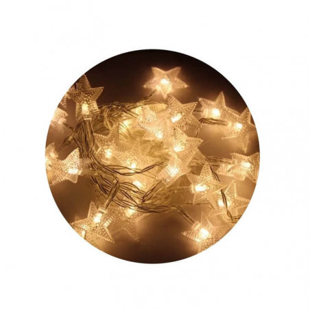 Luces navideñas estrellas labrada blanco calido 4m