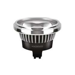 Lámpara led MACROLED PRO AR111 GU10 TRIAC DIMM 12W 8º 640lm 2700K luz cálida negro