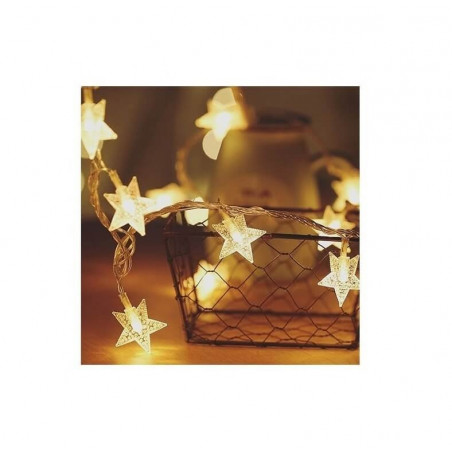 Luces navideñas estrellas labrada blanco calido 4m