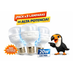 Pack de 3 lámparas de alta potencia TBCin E27 20W luz fría