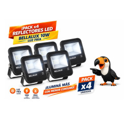 Pack de 4 reflectores led BELLALUX 10W luz fría