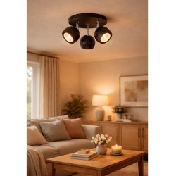 Aplique MARKAS ALYSSA para 3 luces GU10 bocha negro cromo