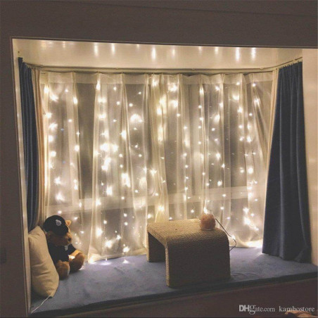 Luces navideñas tipo cortina blanco calido 2x 1.2m