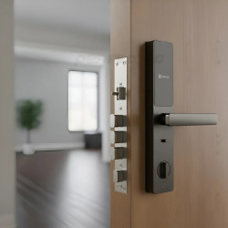 Cerradura inteligente Wi-Fi EZVIZ DL05 IP65 con pasador manual y acceso huella dactilar