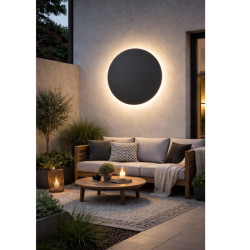 Aplique BAEL ATLAS 600 redondo 18W 1440lm IP65 3000K luz cálida negro