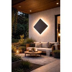 Aplique BAEL ATLAS 600 cuadrado 25W 2000lm IP65 3000K luz cálida negro