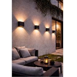 Aplique led BAEL PYRA bidireccional 12W IP54 3000K luz cálida negro