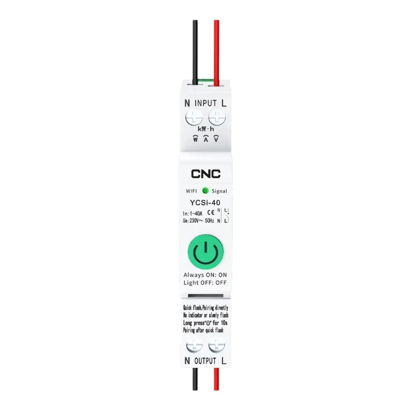 Interruptor Inteligente CNC 1P+N 40a WiFi con Medición