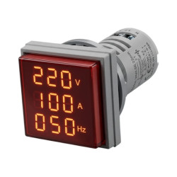 Voltimetro-Amperímetro-Frecuencimetro Digital CNC 22 Rojo Rango AC50-500v / 0-100A / 0-99Hz