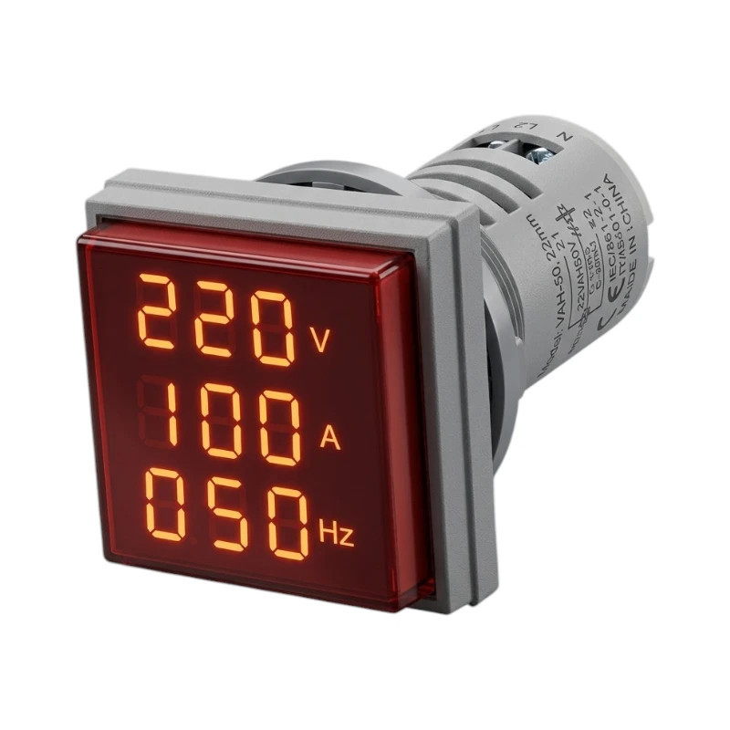 Voltimetro-Amperímetro-Frecuencimetro Digital CNC 22 Rojo Rango AC50-500v / 0-100A / 0-99Hz