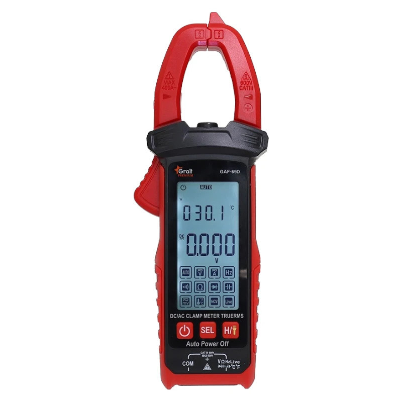 Pinza amperometrica inteligente GRALF CA/CC con pantalla 600A