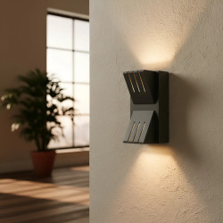 Aplique led BAEL NECO bidireccional 6W IP54 3000K luz cálida negro