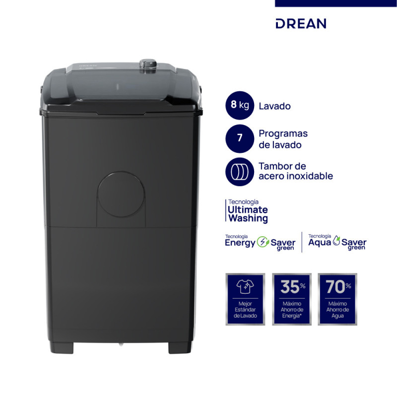 Lavarropas semiautomático DREAN LTDR87SG0 8kg gris