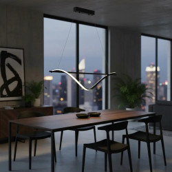 Colgante led 180° ILUMINACIÓN MESSE 30W blanco dinámico 110cm negro