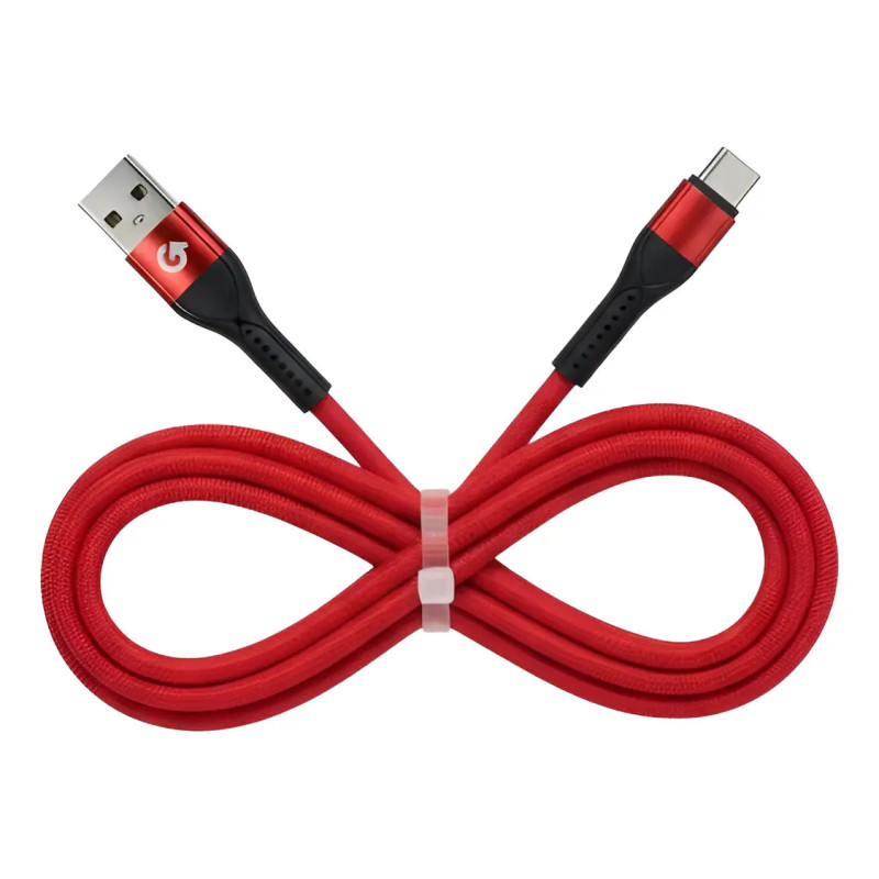 Cable USB-C GO Fiber 1m 6A Carga Rápida y Datos Rojo