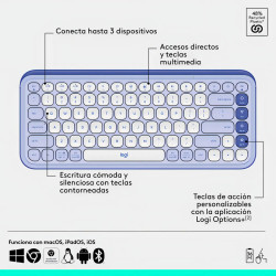 Combo teclado + mouse Logitech POP ICON inalámbrico bluetooth lavanda