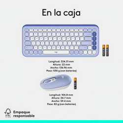 Combo teclado + mouse Logitech POP ICON inalámbrico bluetooth lavanda